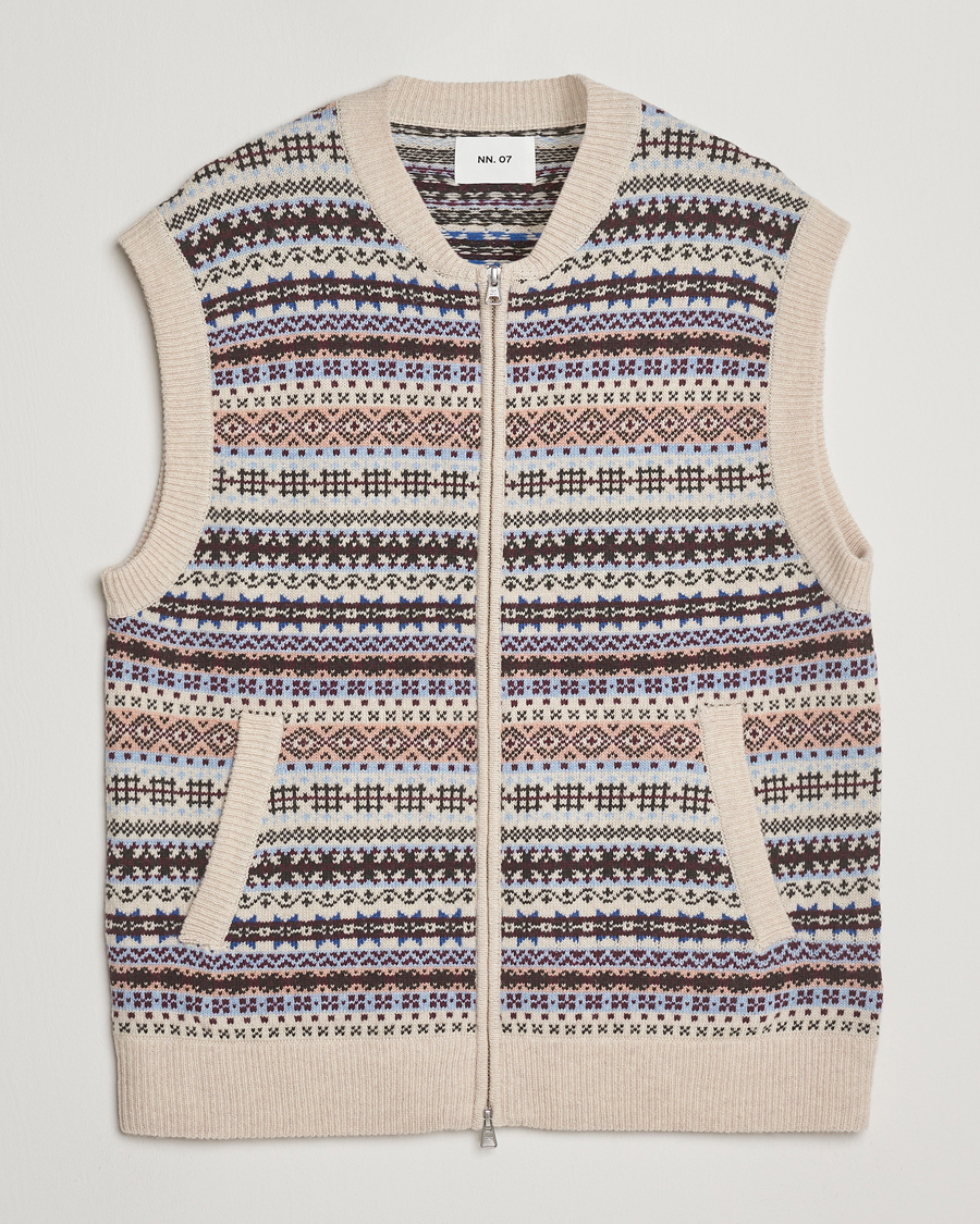 Heren | Truien | NN07 | Robbie Fairisle Full Zip Vest Multi