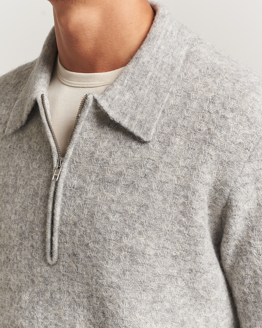 Heren | Truien | NN07 | Alfie Alpaca Knitted Half Zip Sable Grey