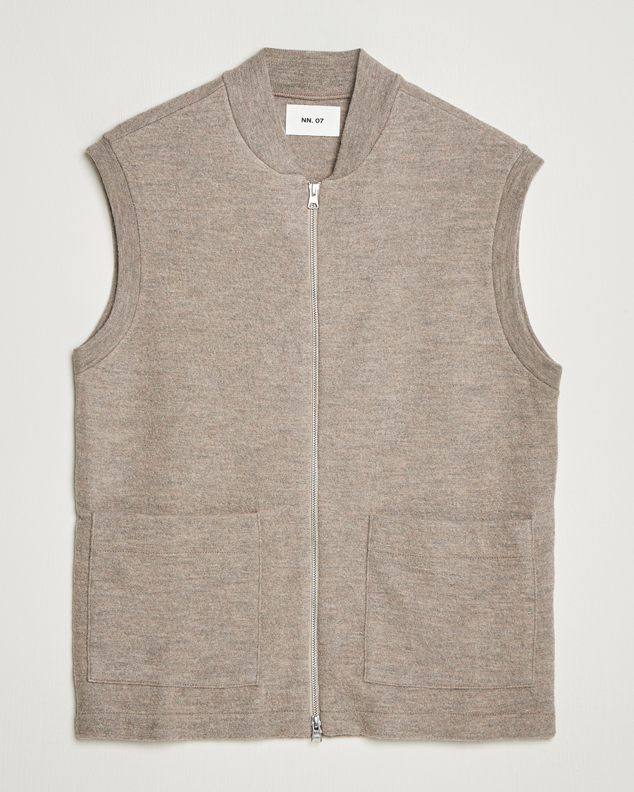 Homme | Pulls Et Tricots | NN07 | Boiled Wool Vest Khaki Beige