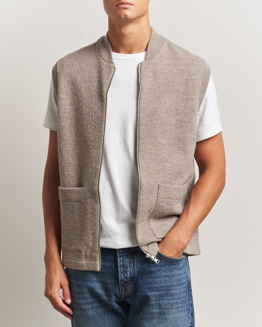 Homme | Pulls Et Tricots | NN07 | Boiled Wool Vest Khaki Beige