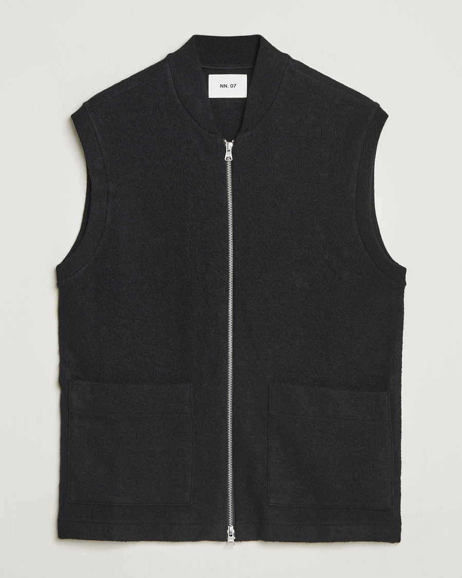 Heren | Truien | NN07 | Boiled Wool Vest Black