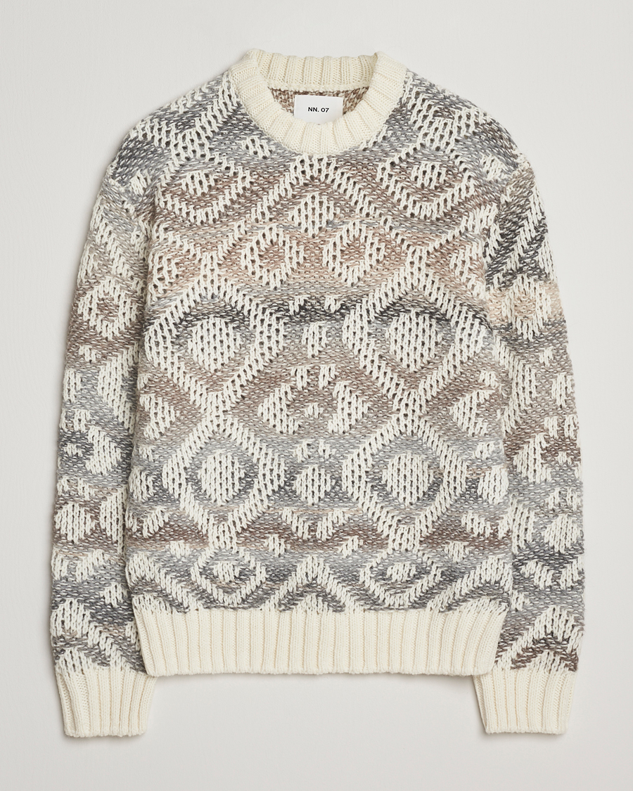 Heren | Truien | NN07 | Brady Heavy Knitted Sweater Ivory Multi