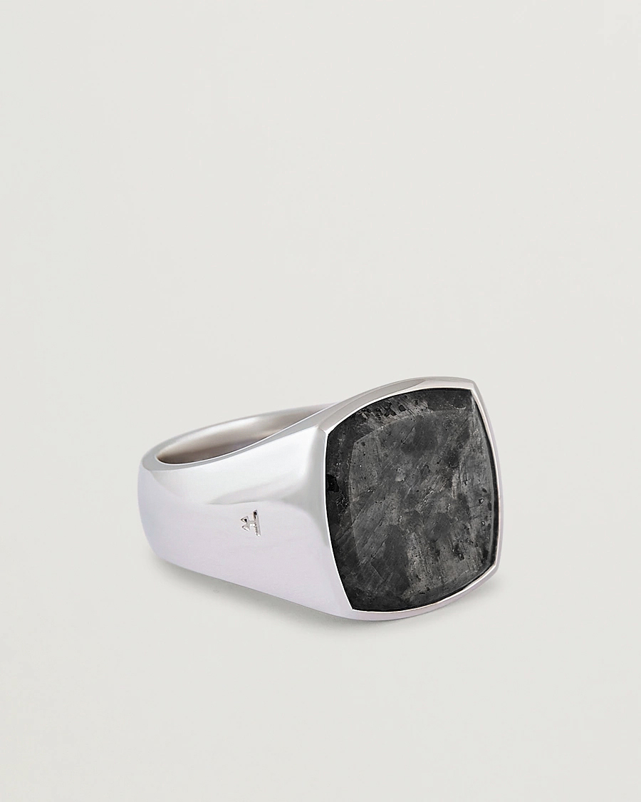 Heren | Sieraden | Tom Wood | Cushion Black Larvikite Ring Black Larvikite