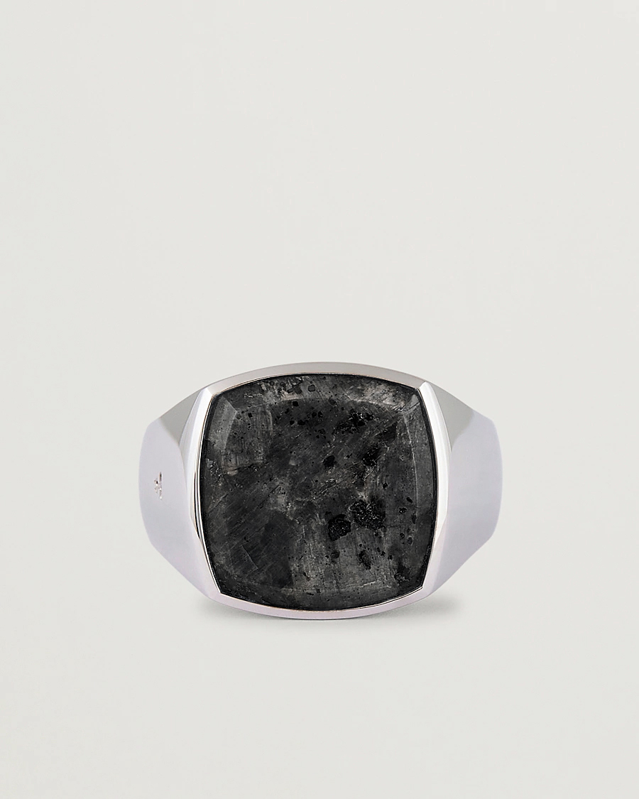 Heren | Sieraden | Tom Wood | Cushion Black Larvikite Ring Black Larvikite