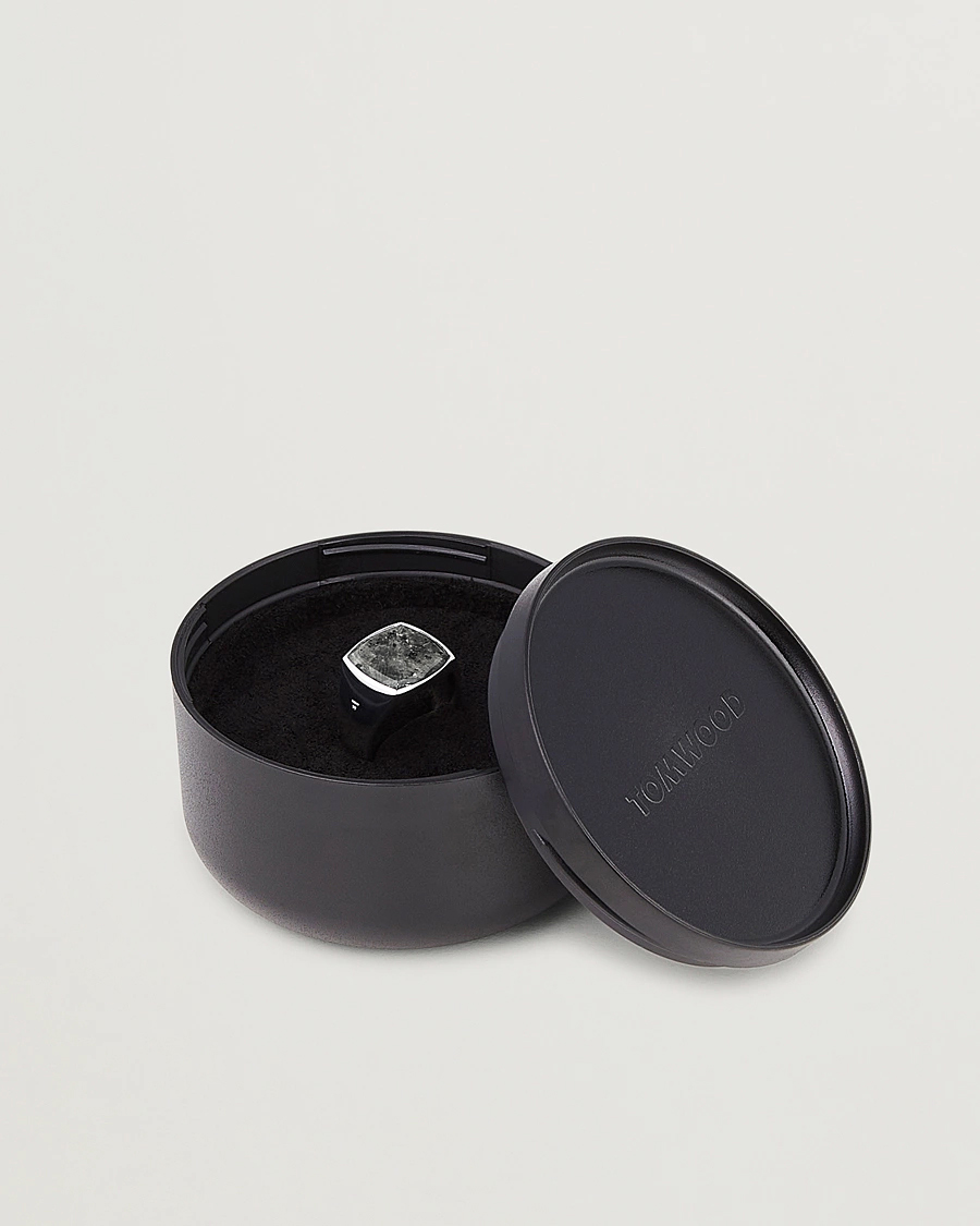 Heren | Sieraden | Tom Wood | Cushion Black Larvikite Ring Black Larvikite