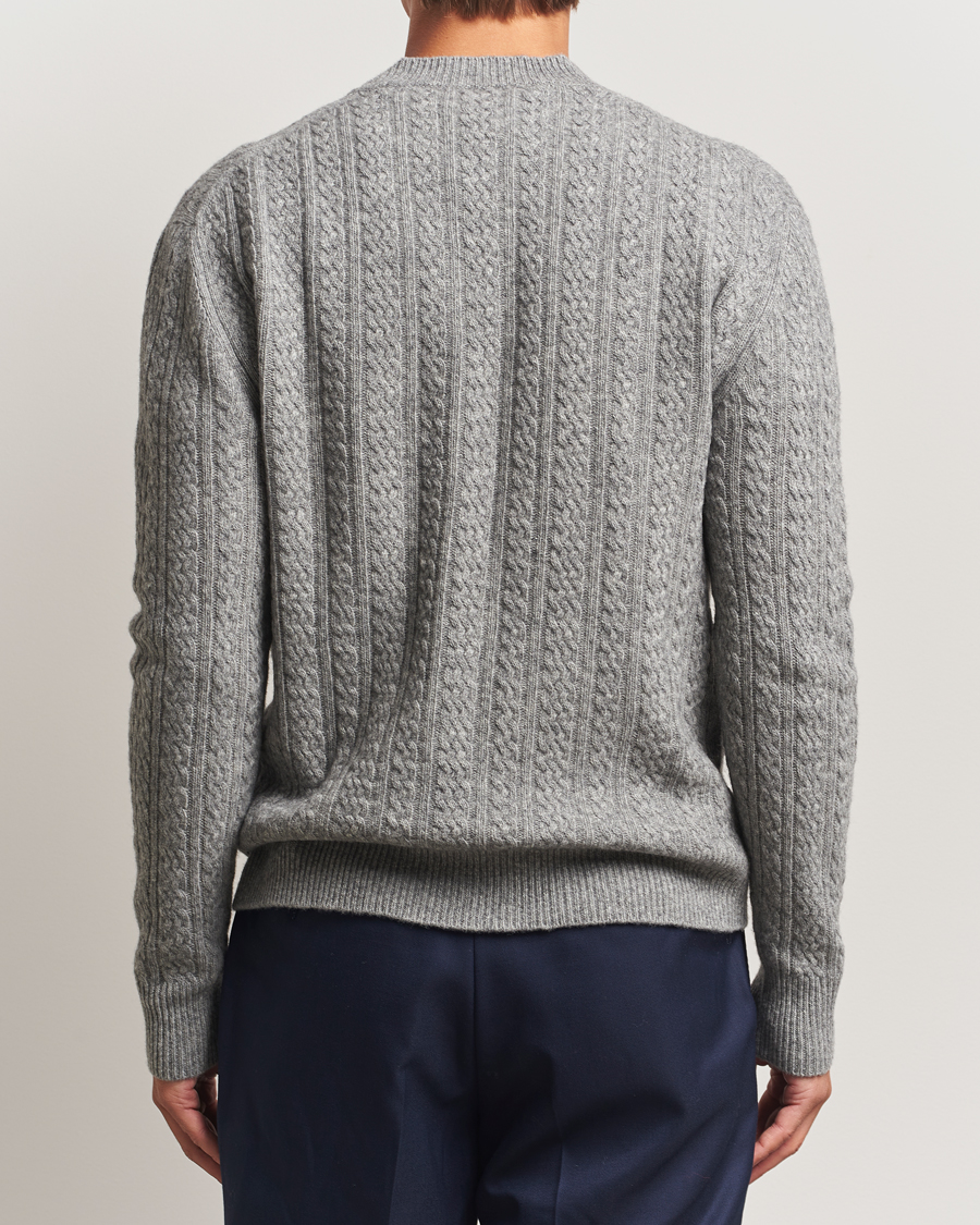 Heren | Truien | Altea | Cable Crew Neck Sweater Grey Melange