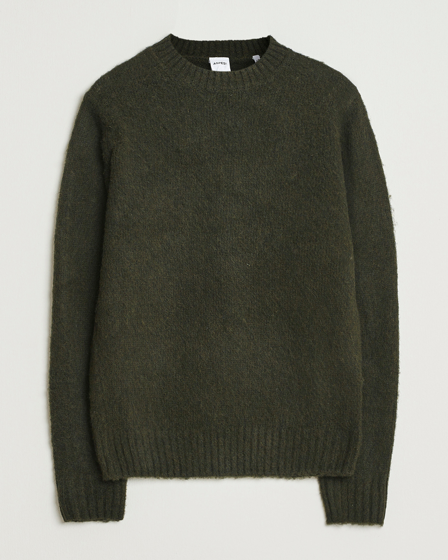 Homme | Pulls Et Tricots | Aspesi | Brushed Shetland Sweater Hunting Green