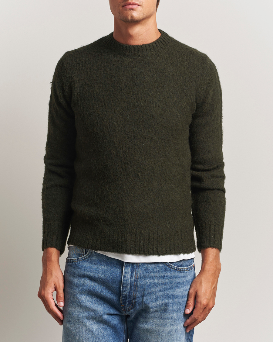 Homme | Pulls Et Tricots | Aspesi | Brushed Shetland Sweater Hunting Green