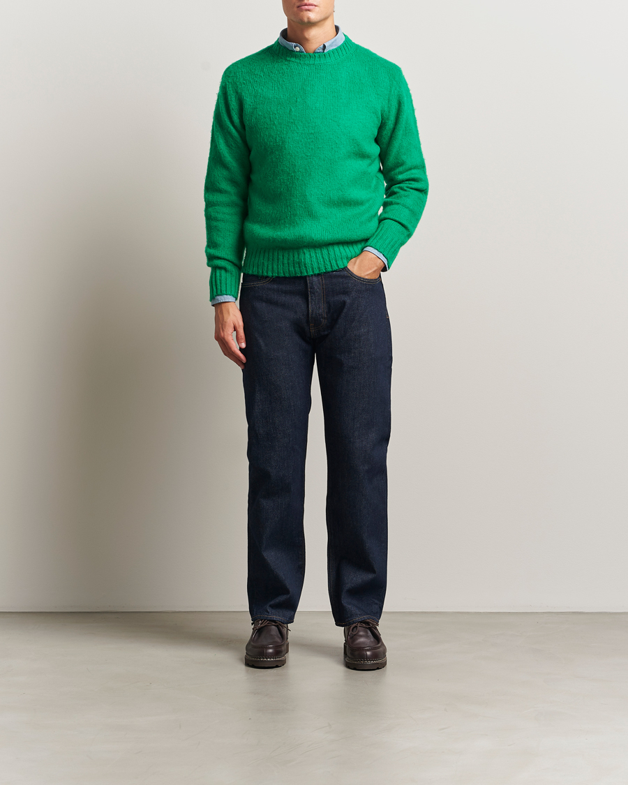 Heren | Truien | Aspesi | Brushed Shetland Sweater Green