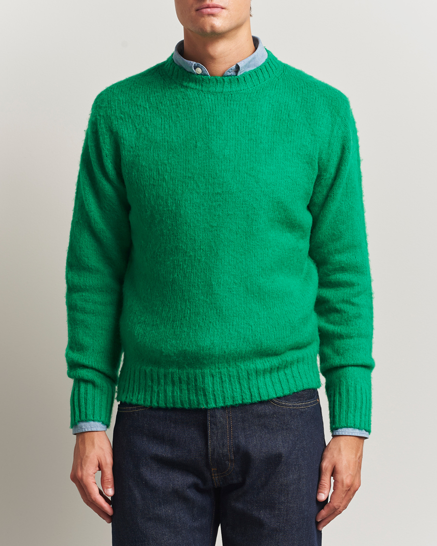 Heren | Truien | Aspesi | Brushed Shetland Sweater Green