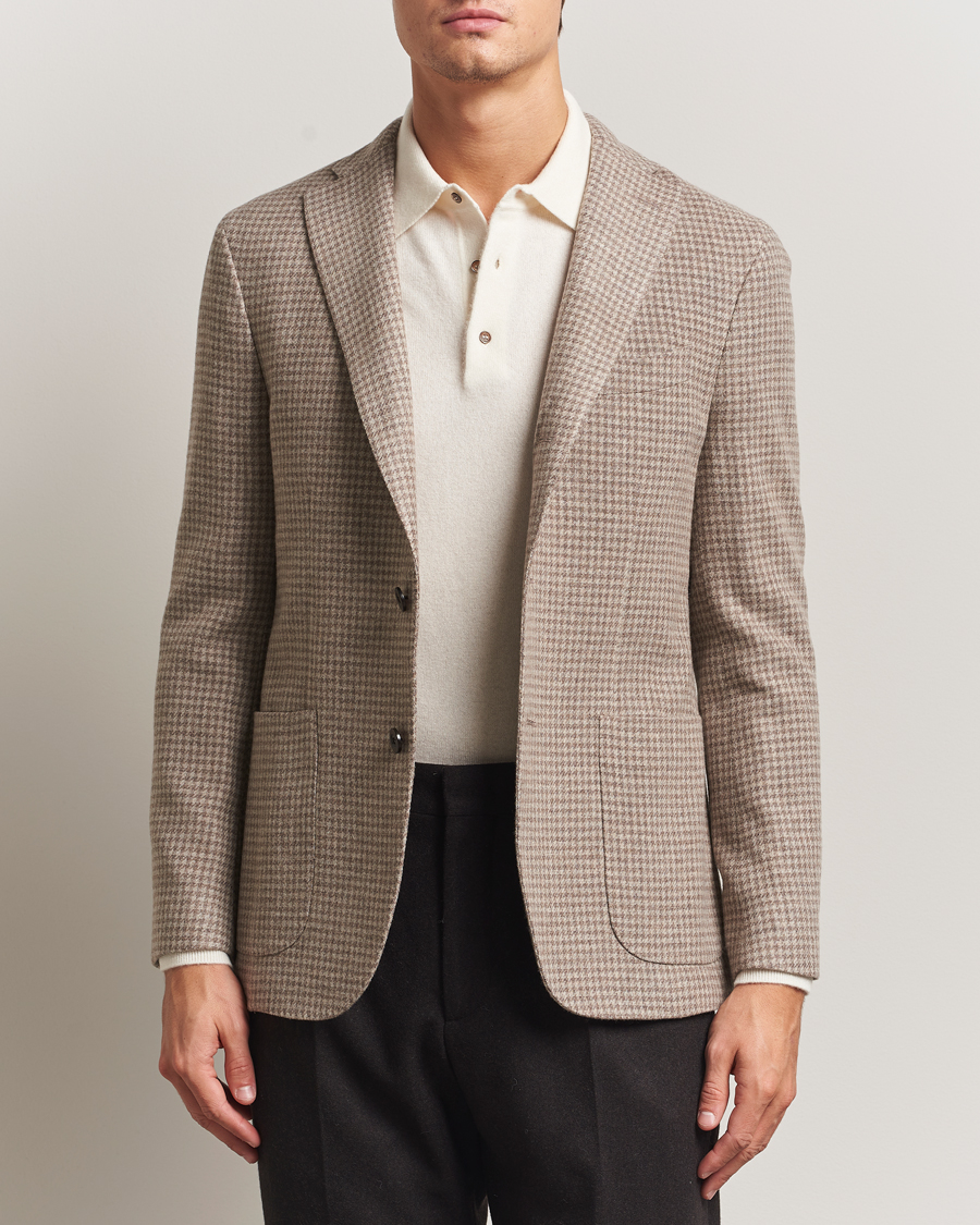 Heren | Blazers | Boglioli | K Jacket Cashmere/Wool Houndstooth Blazer Beige