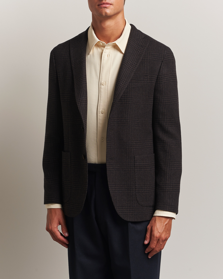 Homme | Blazers | Boglioli | K Jacket Cashmere/Wool Check Blazer Dark Brown