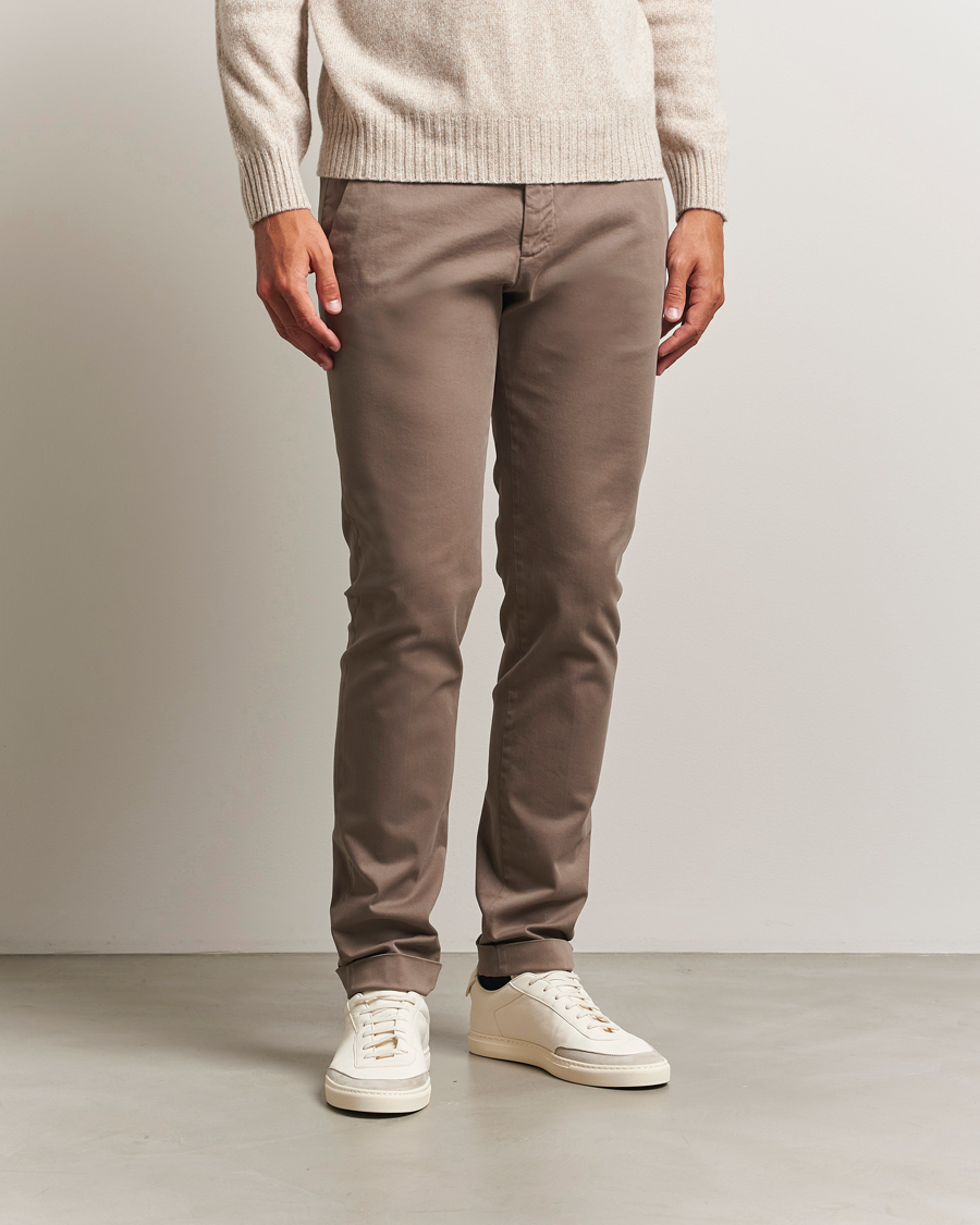 Heren | Broeken | Briglia 1949 | Slim Fit Cotton Stretch Chino Taupe