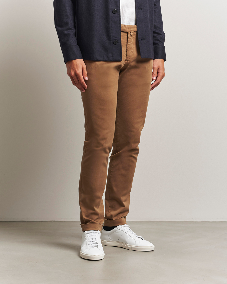 Heren | Broeken | Briglia 1949 | Slim Fit Cotton Stretch Chino Mid Brown