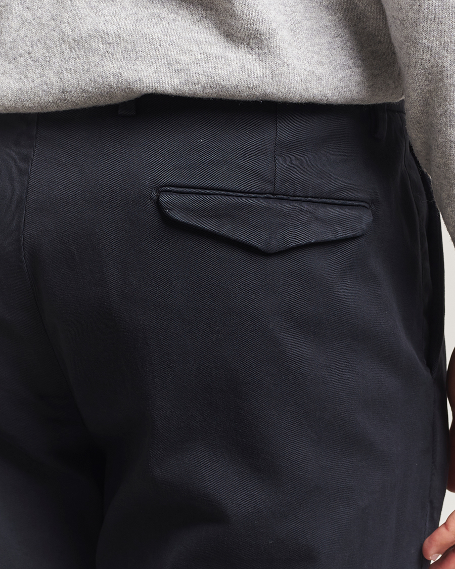 Homme | Pantalons | Briglia 1949 | Easy Fit Pleated Cotton Stretch Chino Navy