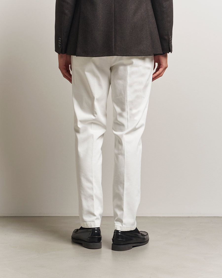 Homme | Pantalons | Briglia 1949 | Easy Fit Pleated Cotton Stretch Chino Off White