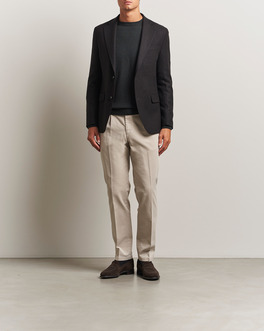 Homme | Pantalons | Briglia 1949 | Easy Fit Pleated Cotton Stretch Chino Beige