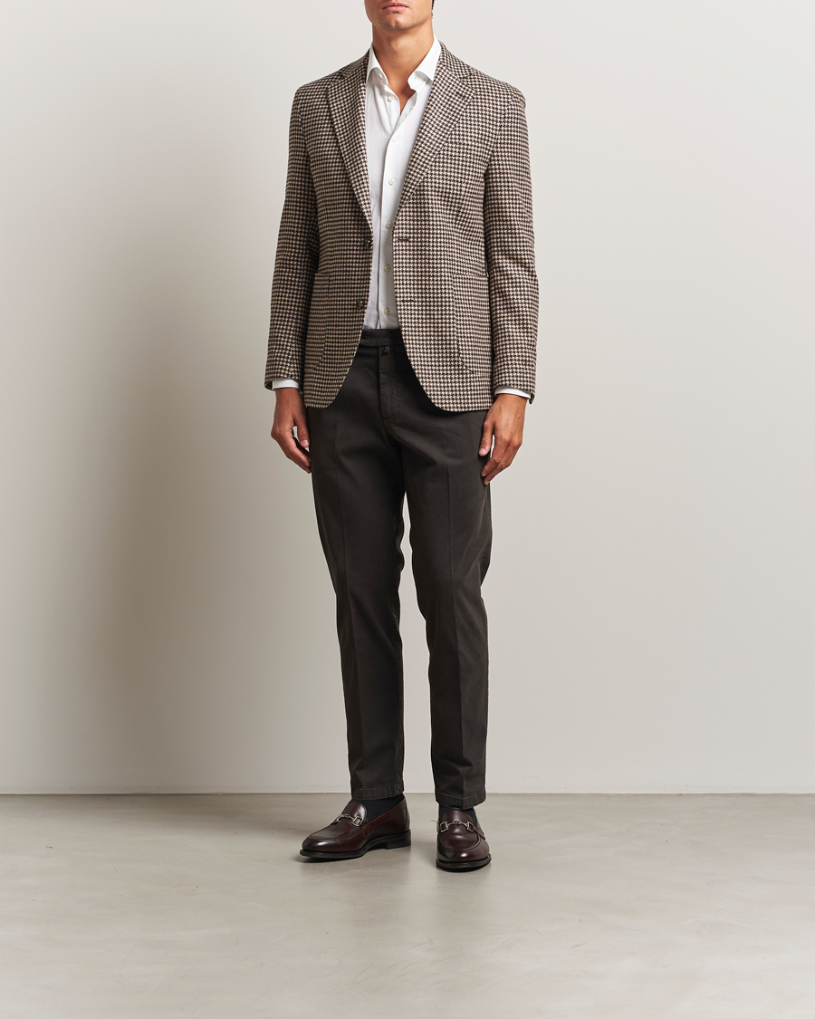 Homme | Pantalons | Briglia 1949 | Easy Fit Pleated Cotton Stretch Chino Dark Brown