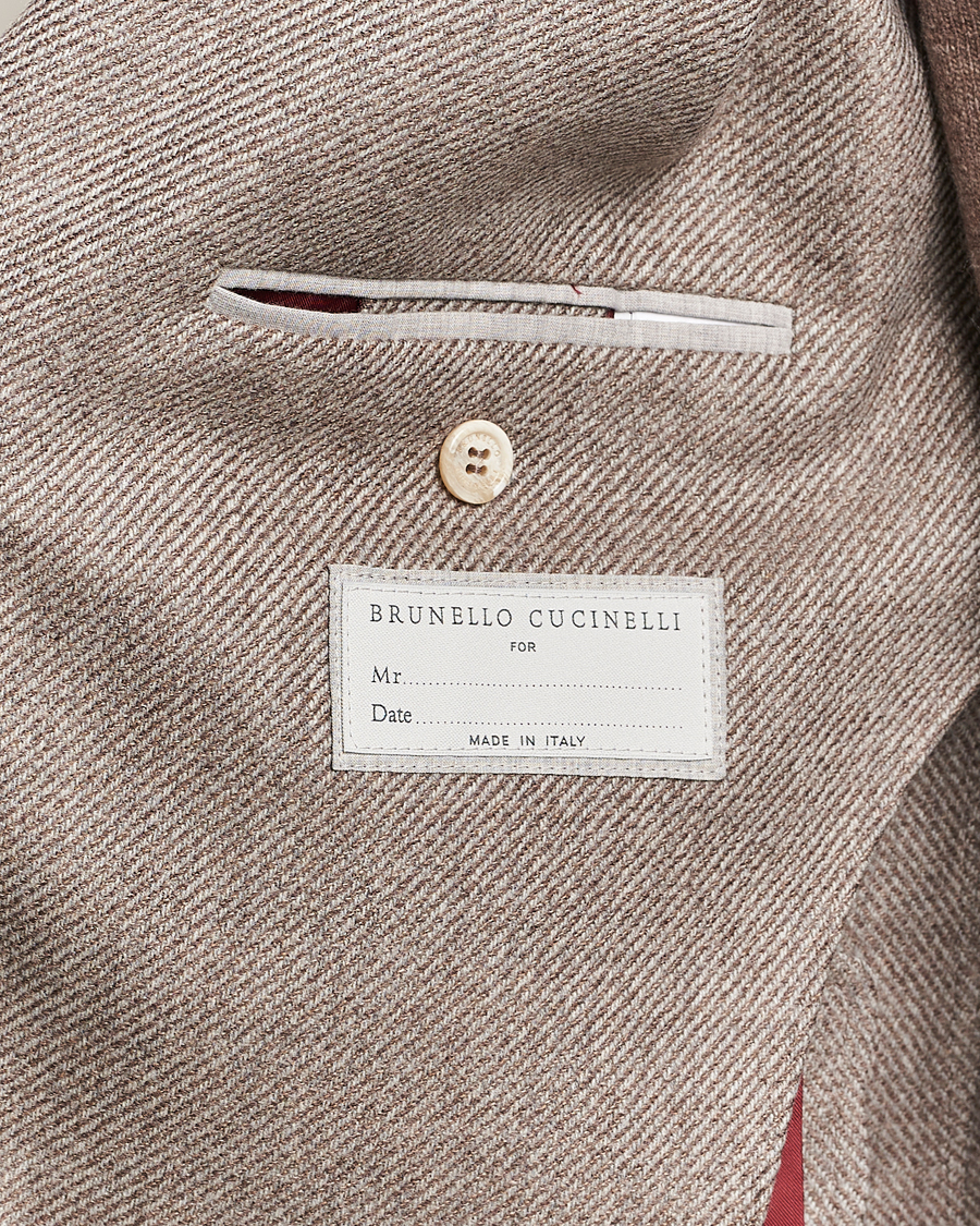 Homme | Blazers | Brunello Cucinelli | Single Breasted Wool/Cashmere Twill Blazer Beige