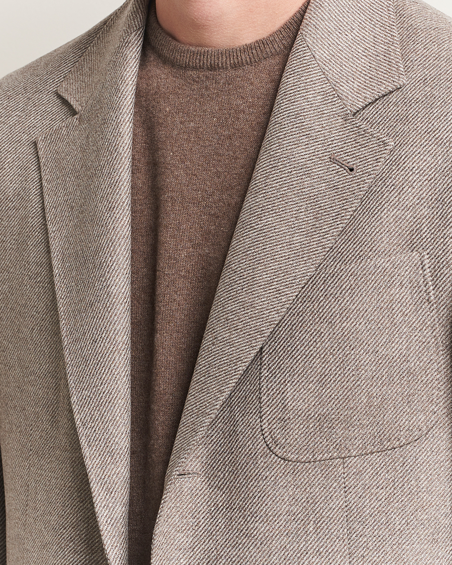 Homme | Blazers | Brunello Cucinelli | Single Breasted Wool/Cashmere Twill Blazer Beige
