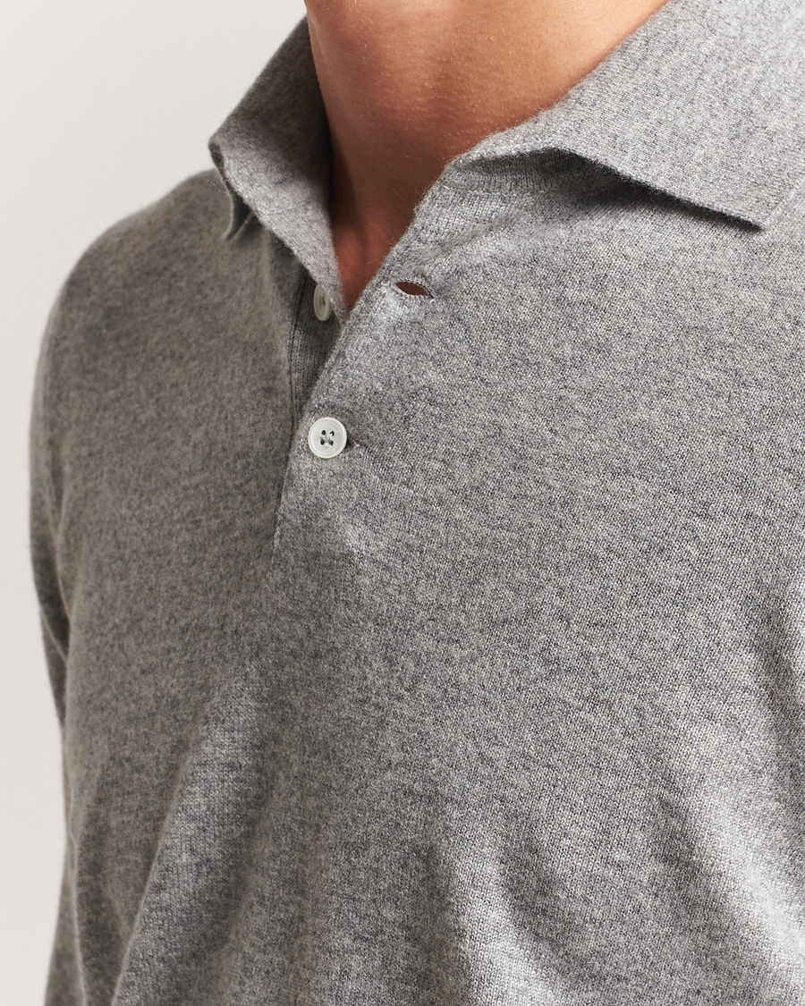 Homme | Pulls Et Tricots | Brunello Cucinelli | 2 Ply Cashmere Long Sleeve Polo Grey Melange