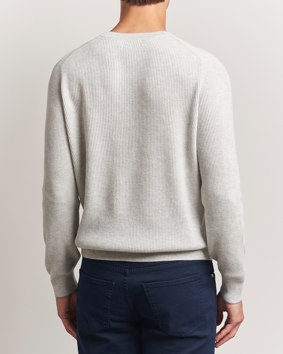 Homme | Pulls Et Tricots | Brunello Cucinelli | Cashmere Rib Crew Neck Sweater Pearl Grey