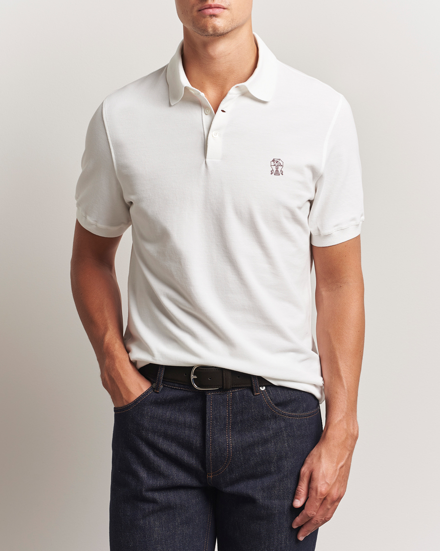 Homme | Polos | Brunello Cucinelli | Short Sleeve Logo Polo Off White