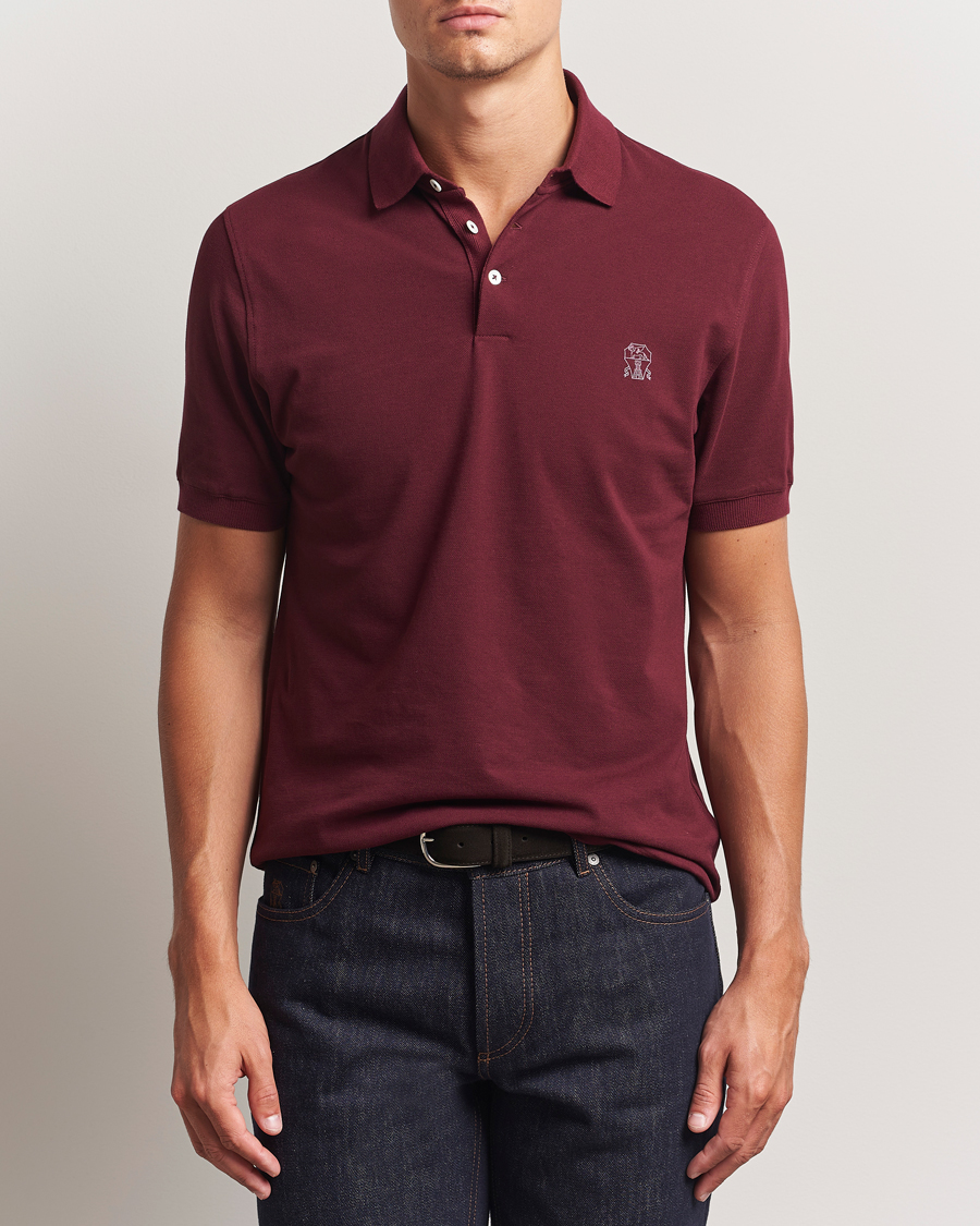 Heren | Polo's | Brunello Cucinelli | Short Sleeve Logo Polo Amaranto