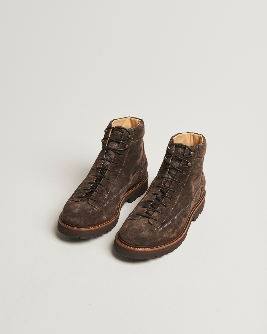 Homme | Bottes | Brunello Cucinelli | Lace Up Boots Dark Brown Suede