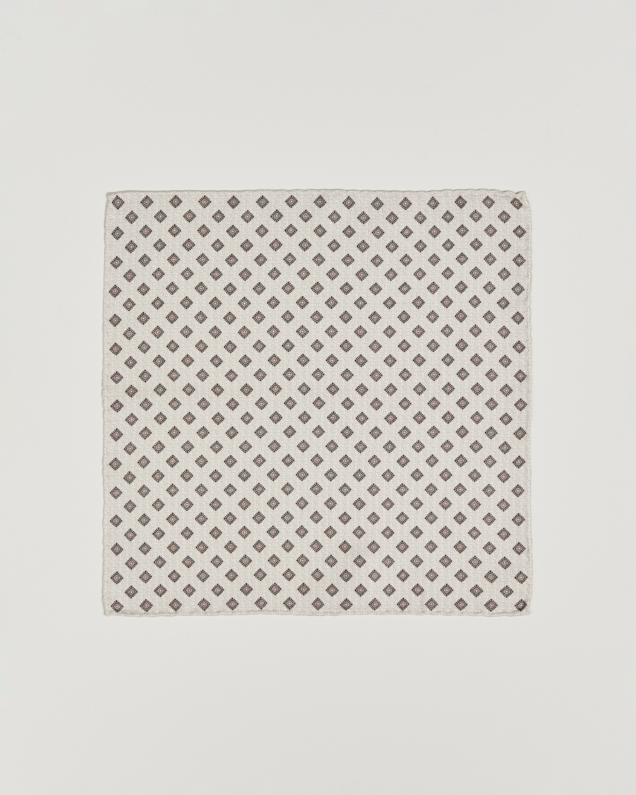 Homme | Pochettes De Costume | Brunello Cucinelli | Printed Silk Pocket Square Ivory