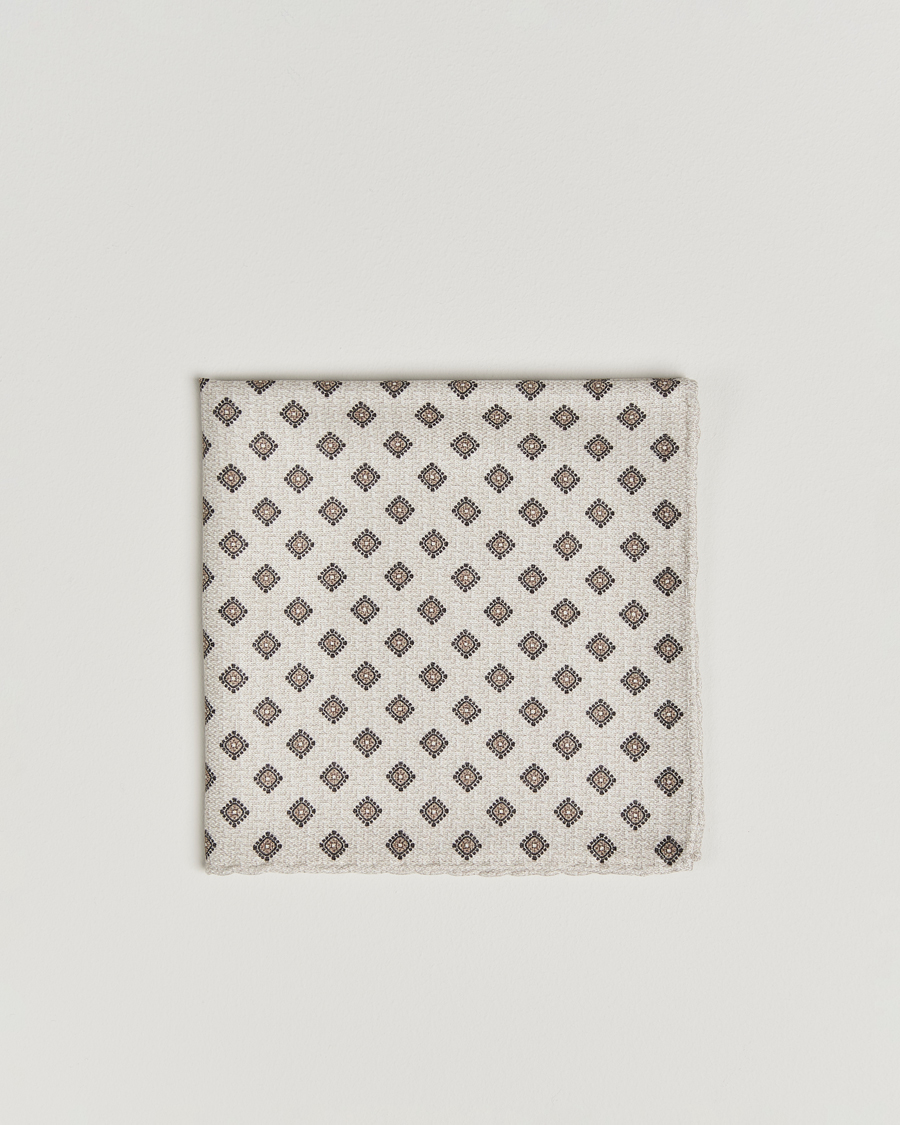 Homme | Pochettes De Costume | Brunello Cucinelli | Printed Silk Pocket Square Ivory