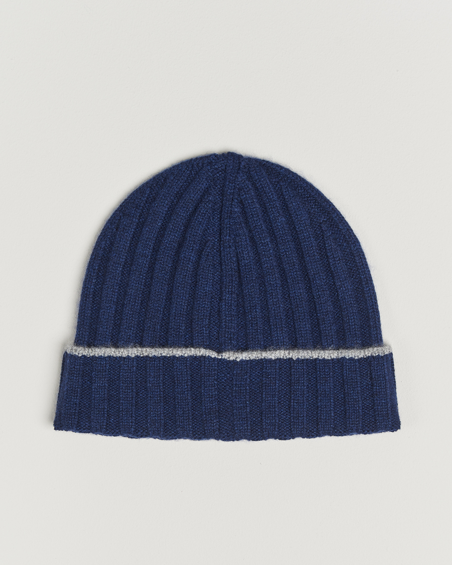 Homme | Brunello Cucinelli Cashmere Contrast Beanie Navy | Brunello Cucinelli | Cashmere Contrast Beanie Navy