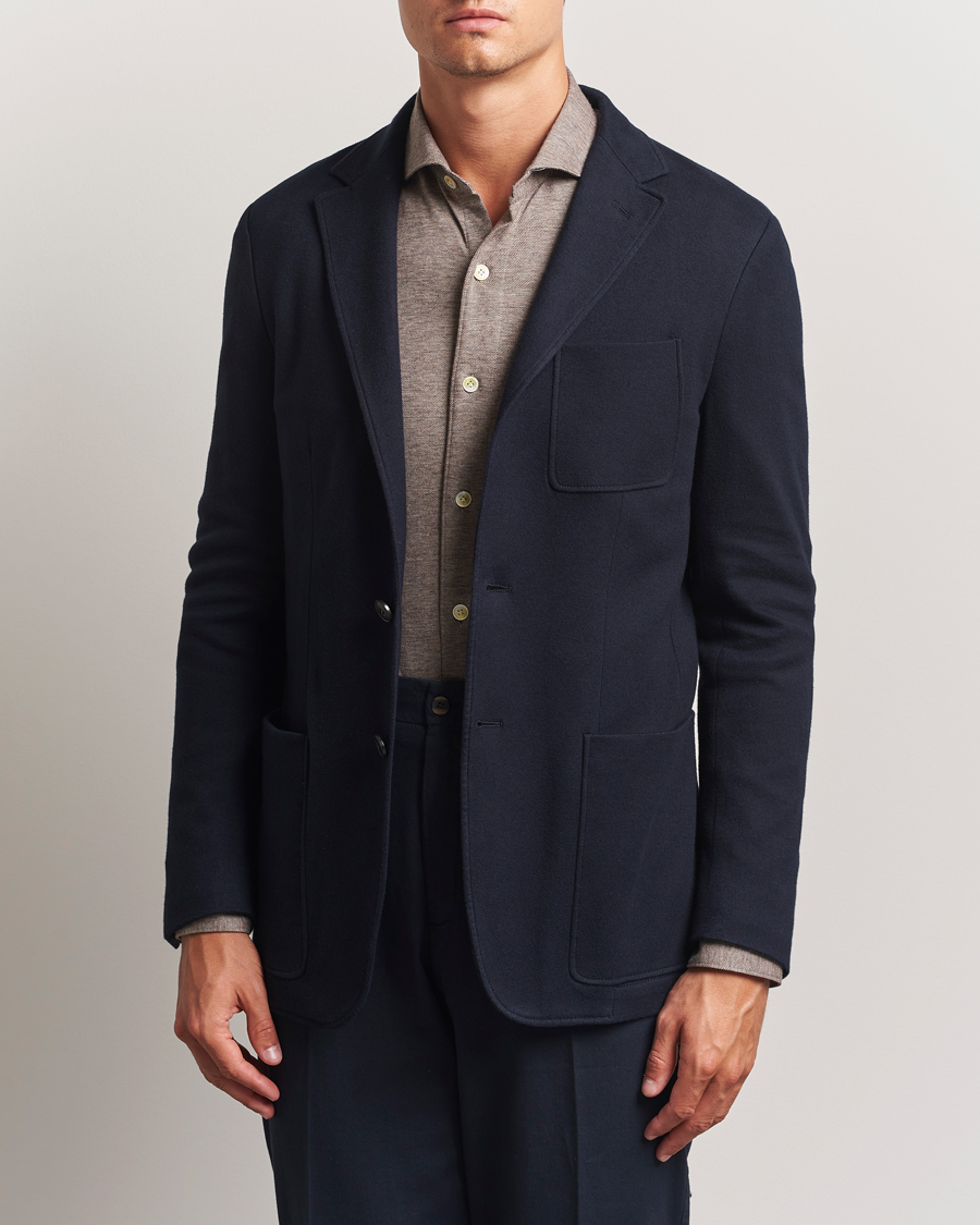 Homme | Blazers | Canali | Cotton/Cashmere Jersey Blazer Navy
