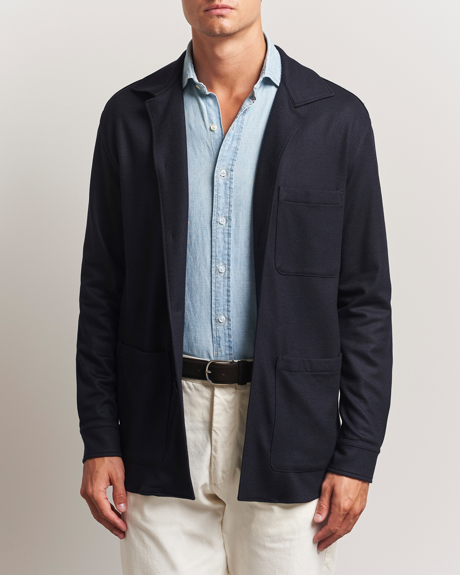 Homme | Manteaux Et Vestes | Canali | Wool Shirt Jacket Navy