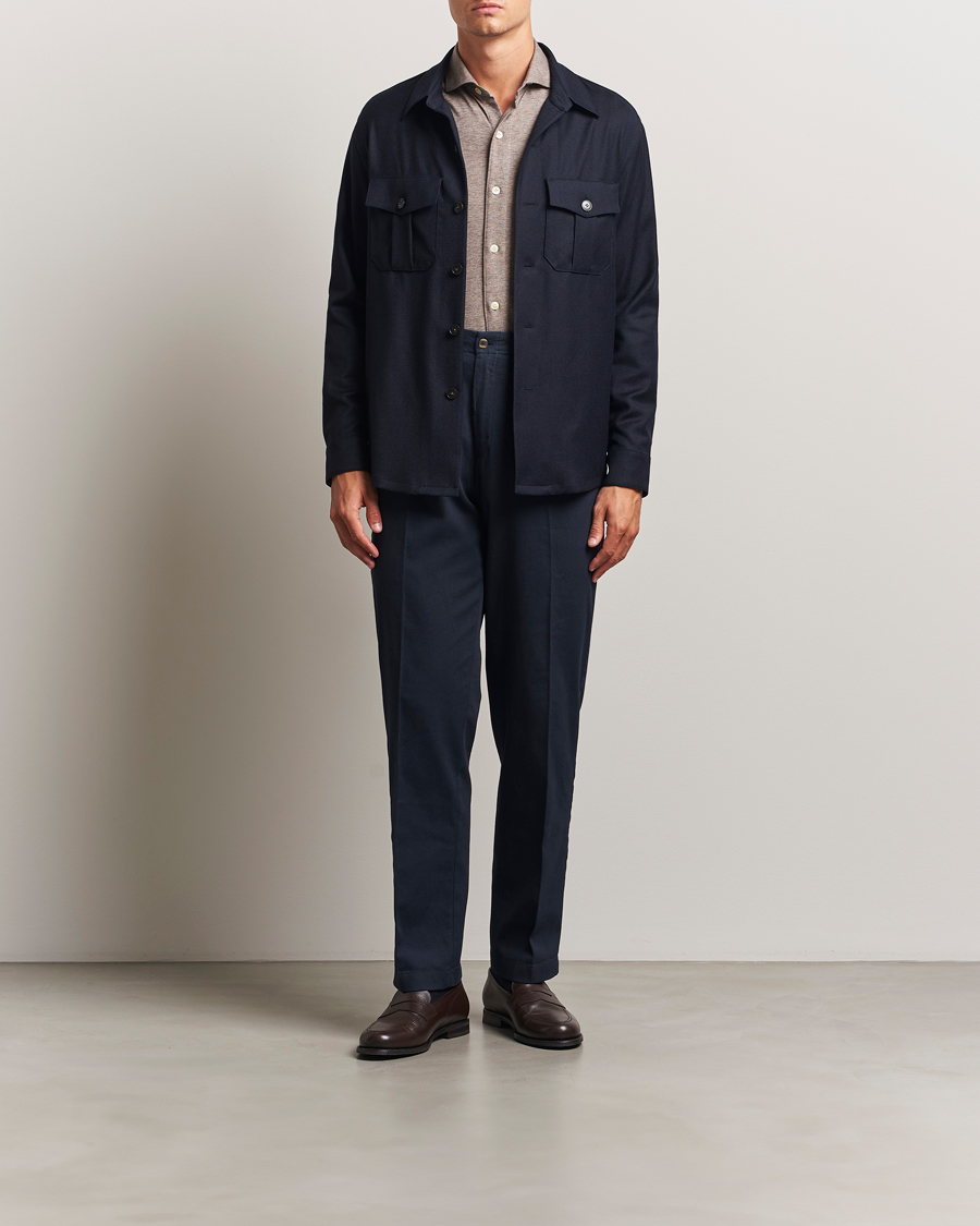 Heren | Overhemden | Canali | Flannel Overshirts Navy