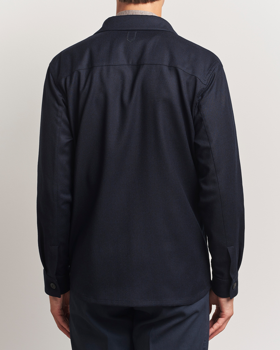 Heren | Overhemden | Canali | Flannel Overshirts Navy