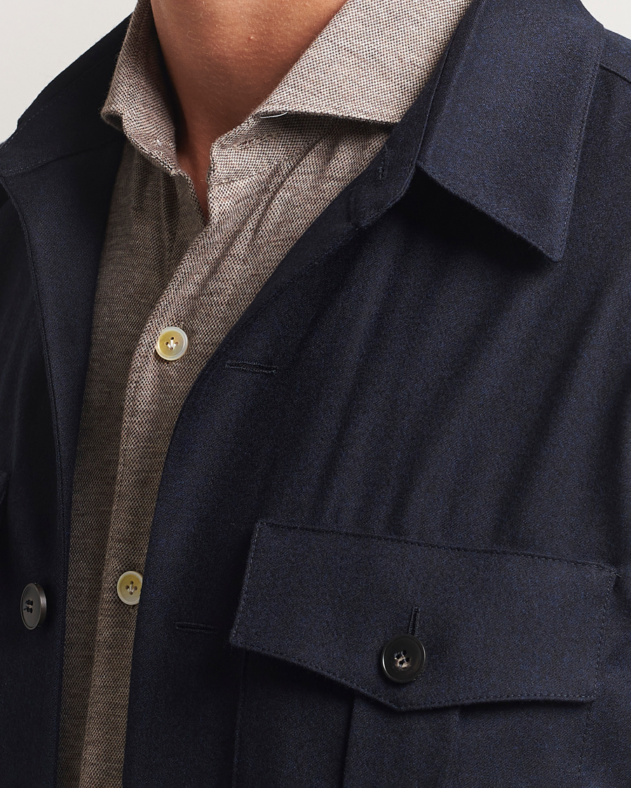 Heren | Overhemden | Canali | Flannel Overshirts Navy