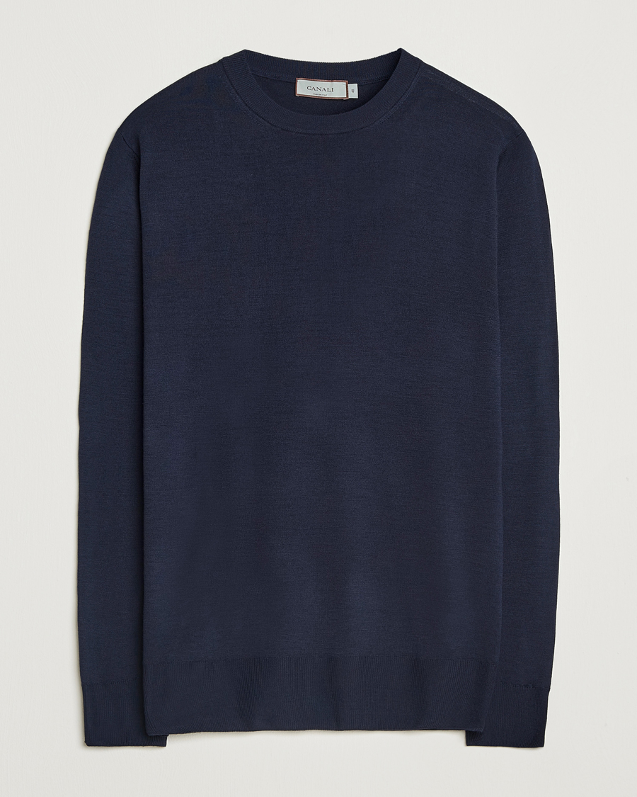 Homme | Pulls Et Tricots | Canali | Merino Wool Crew Neck Navy