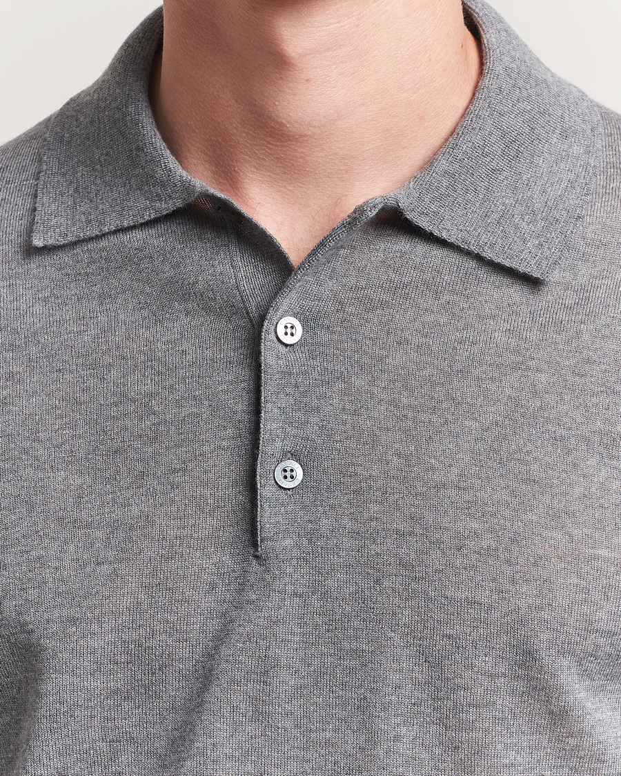 Homme | Pulls Et Tricots | Canali | Merino Wool Long Sleeve Polo Light Grey