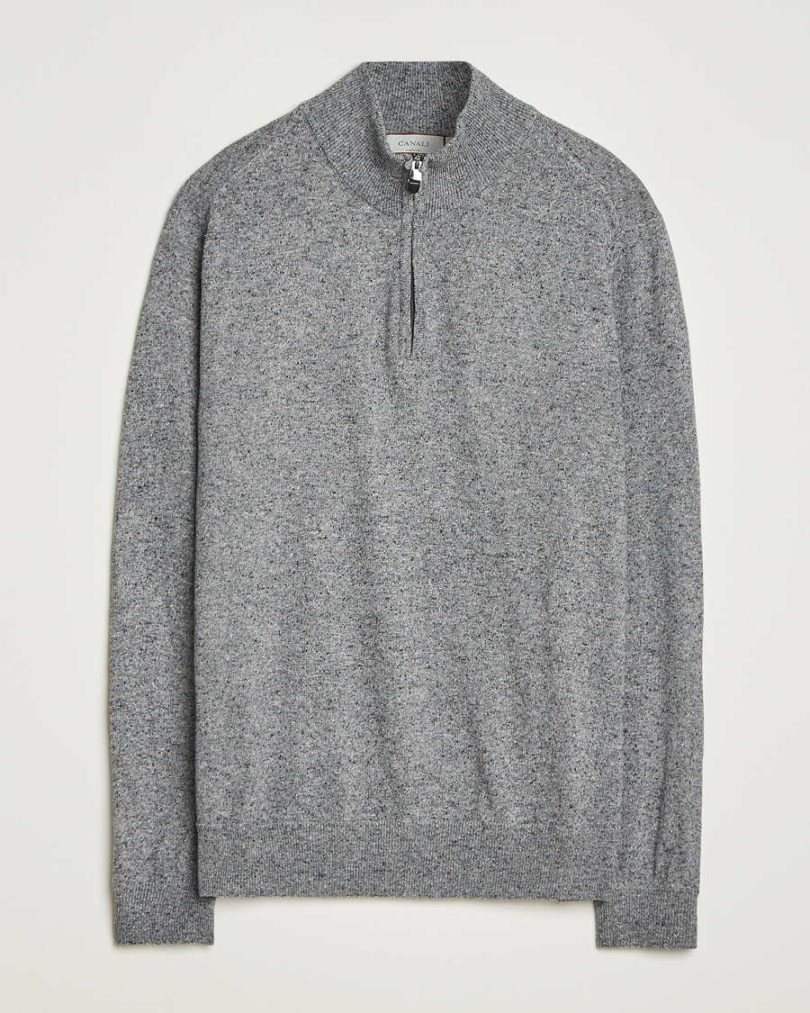 Homme | Pulls Et Tricots | Canali | Donegal Half Zip Sweater Grey Melange