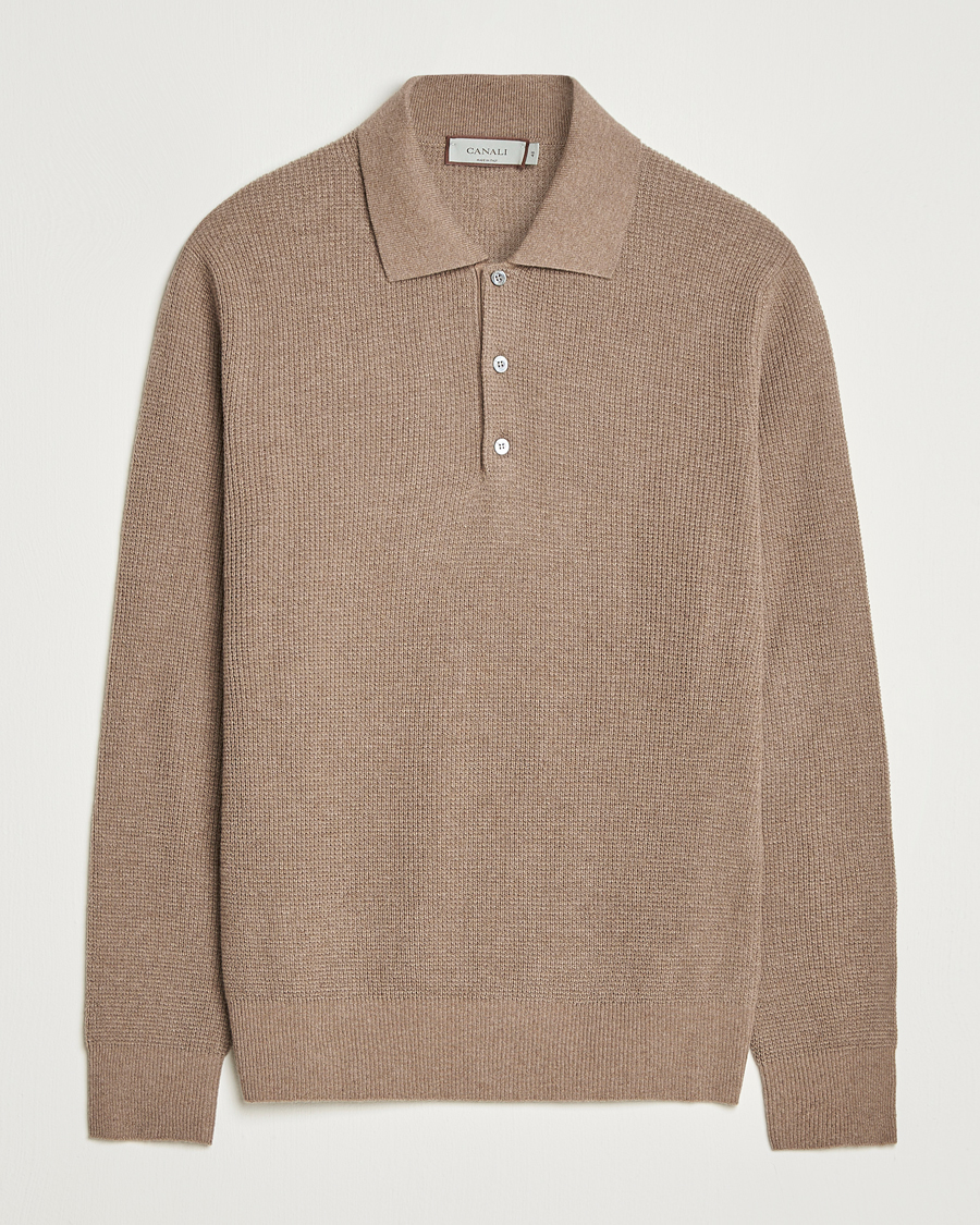 Homme | Pulls Et Tricots | Canali | Wool/Cashmere Long Sleeve Polo Brown