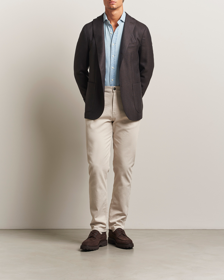 Heren | Broeken | Canali | Cotton Twill Chinos Light Beige