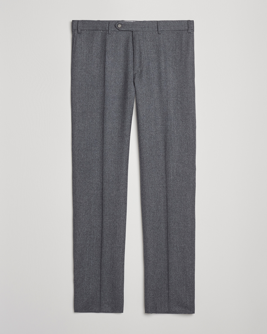 Homme | Pantalons | Canali | Slim Fit Flannel Trousers Grey Melange