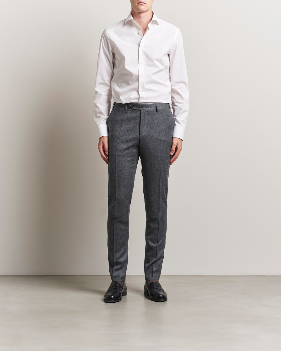 Heren | Overhemden | Canali | Slim Fit Cotton/Stretch Shirt White