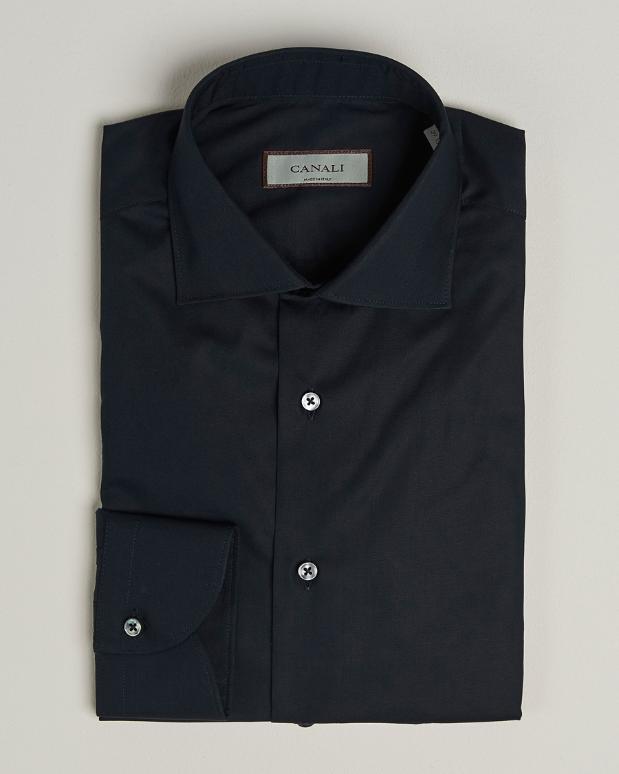 Homme | Chemises | Canali | Slim Fit Cotton/Stretch Shirt Navy