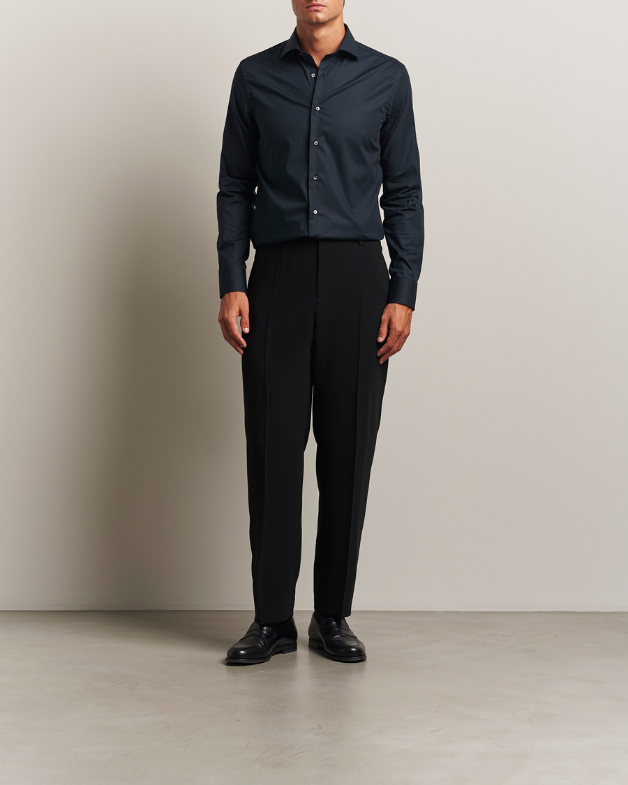Homme | Chemises | Canali | Slim Fit Cotton/Stretch Shirt Navy