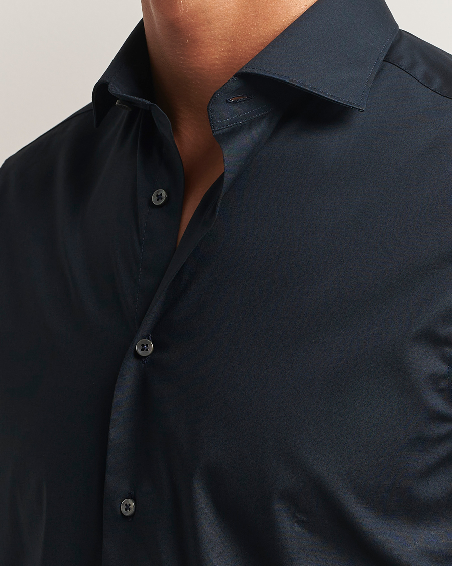 Homme | Chemises | Canali | Slim Fit Cotton/Stretch Shirt Navy