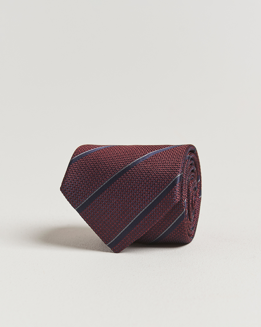 Homme | Cravates | Canali | Regimental Stripe Silk Tie Burgundy/Navy