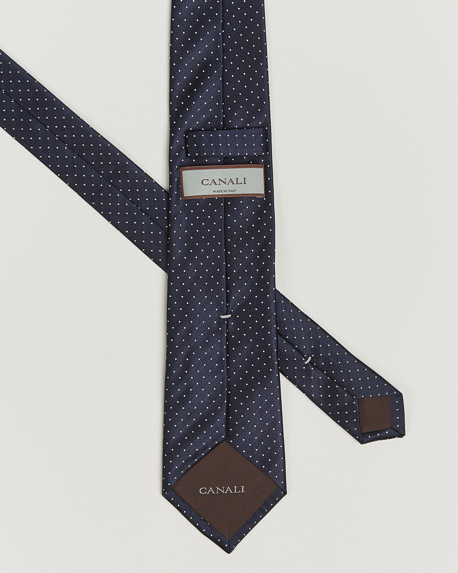 Homme | Cravates | Canali | Micro Dot Silk Tie Navy