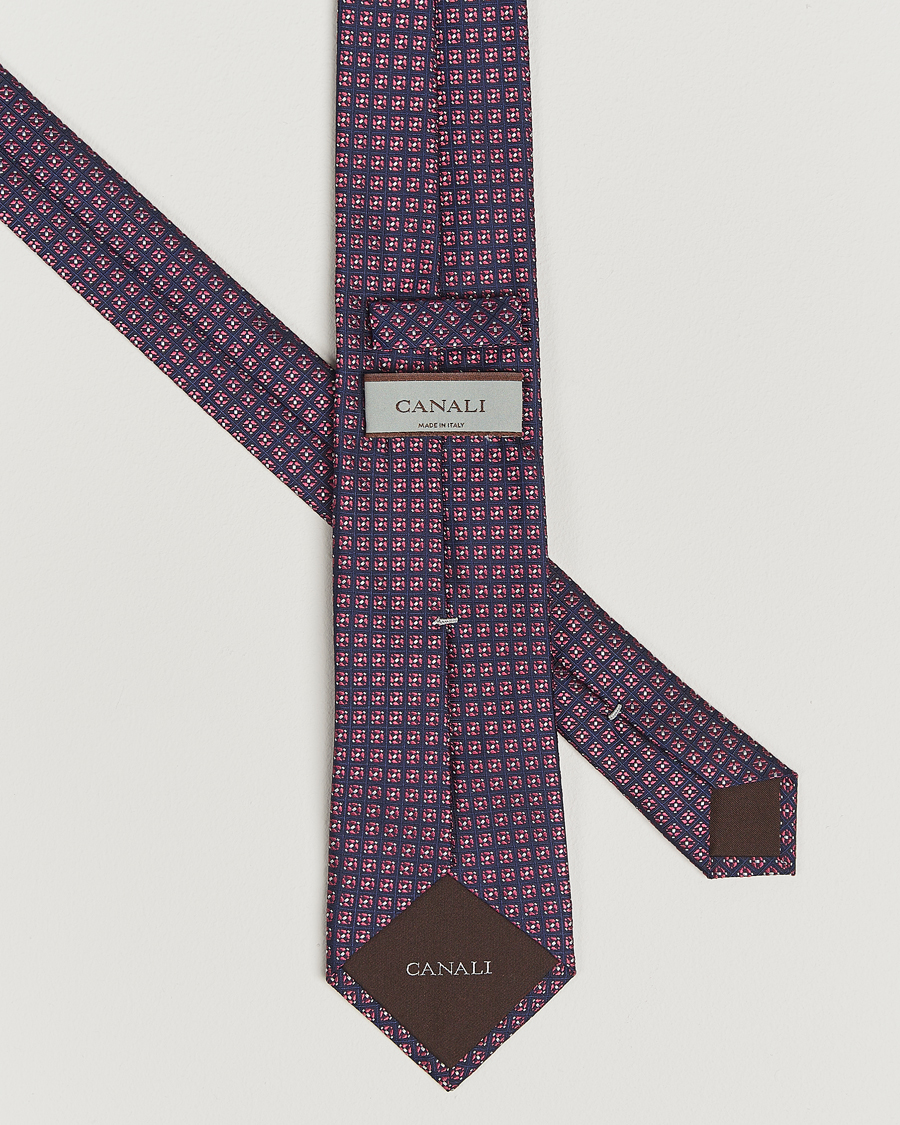 Homme | Cravates | Canali | Jacquard Silk Tie Navy/Pink